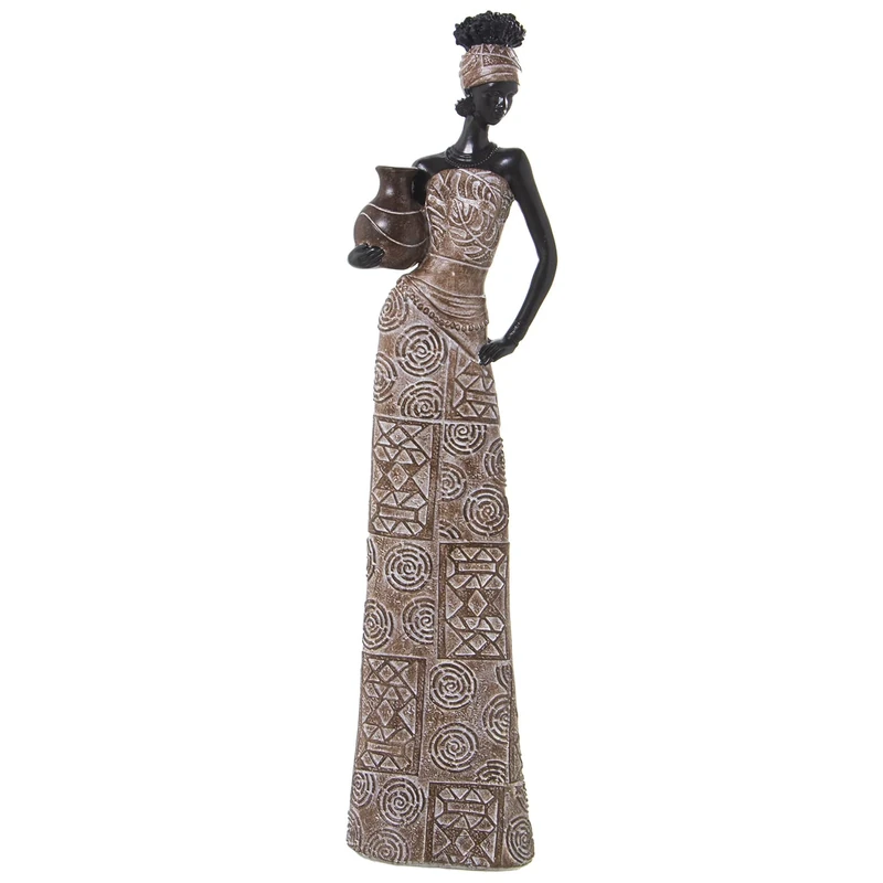 AlexandreHouse AFRICAN RESIN FIGURE MARRÓN 14X8X53CM