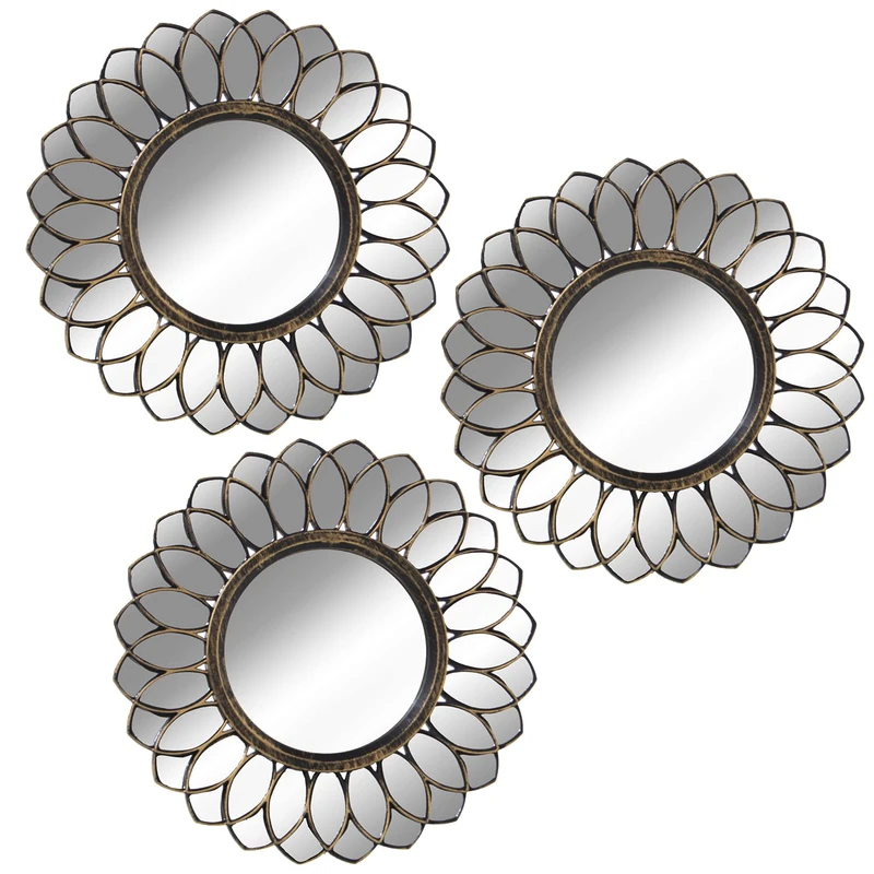 AlexandreHouse Set of 3 Adornos Painted Espejo C/Melamine Dorada_° 25 cm - Image 1