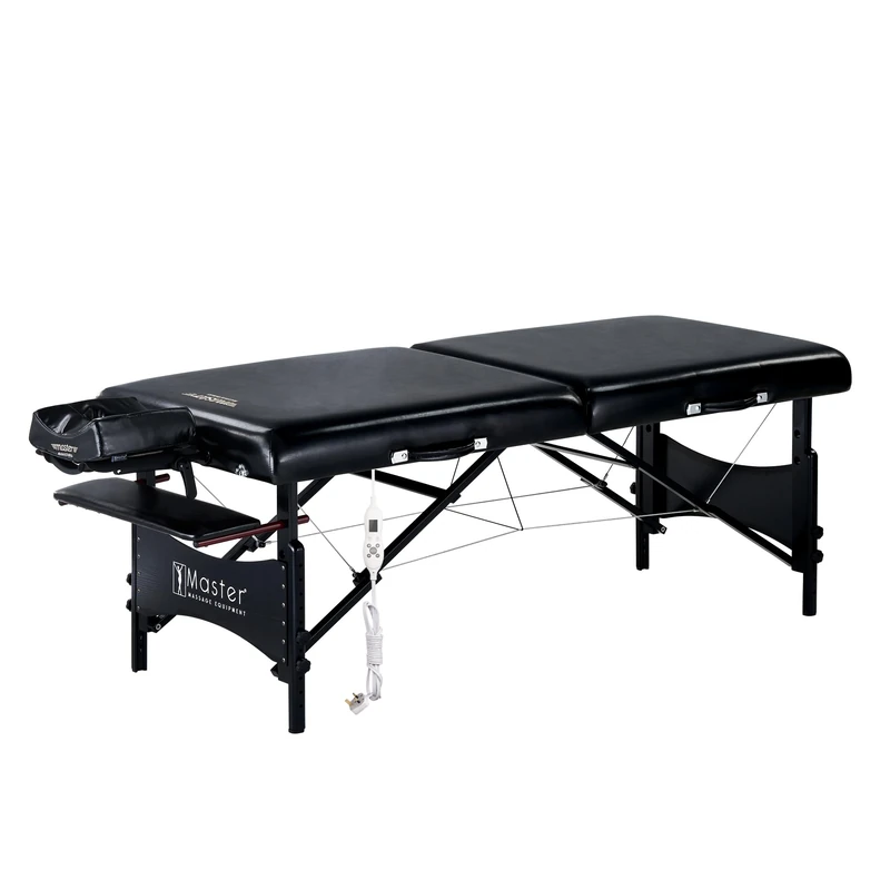 Master Massage Professional& Home Use 71cm Adjustable Heating top Galaxy Portable Massage Table, Adjustable Height Travel Massage Bed, Salon Beauty Spa Tattoo Lash Bed with Accessories (Black)