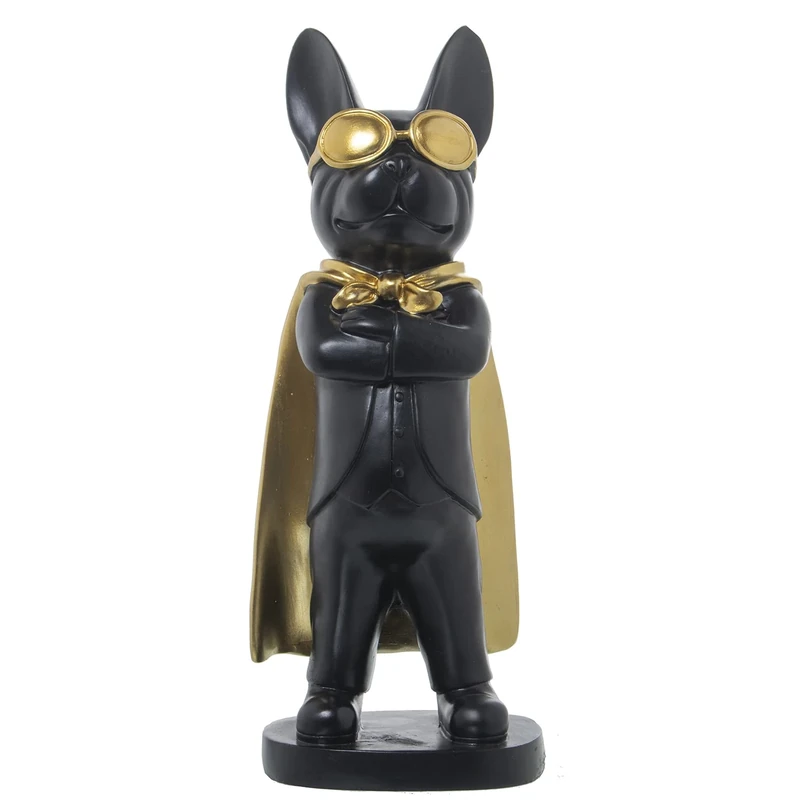 AlexandreHouse Perro Bull Resin Figure DOGC/GAFAS Y CAPA 13X12X33CM
