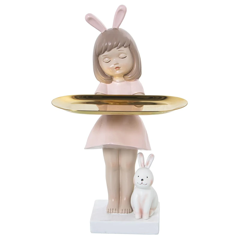 Resin Figure Chica C/Orejas Ybandeja Metal_10x11x30cm - Image 1