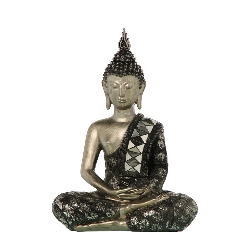 Figure Buda Resin Plata/Black_25x14x35cm - Image 1