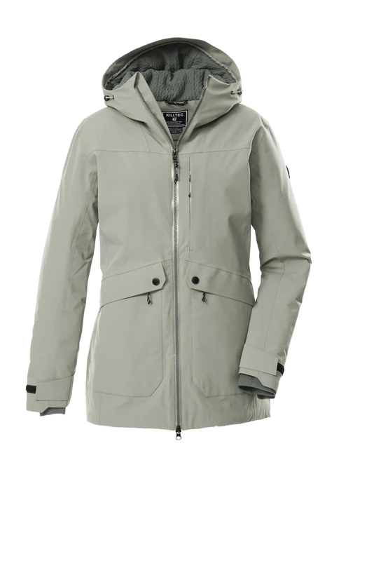 Killtec KOW 16 WMN PRK 43310-000 Women's Outdoor Parka/Functional Parka with Hood, Light Sage, 46
