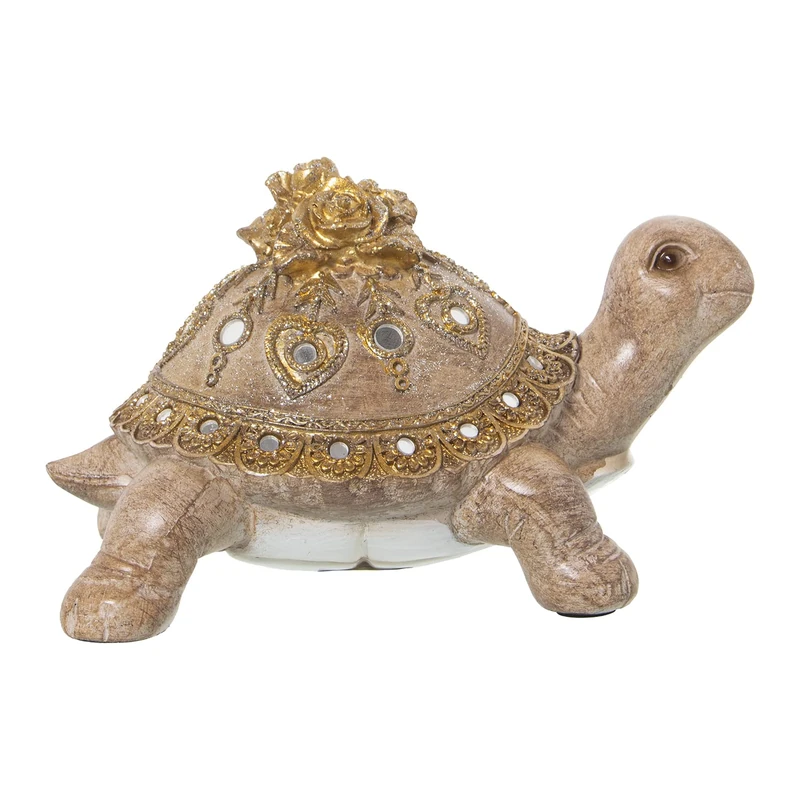 Figure Resin Turtle Marrón/Dorada 17 x 12 x 10 cm