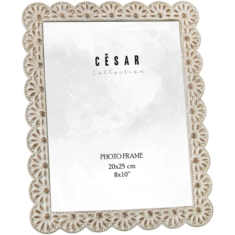 Photo Frame Resin 20 x 25 cm White Envejecido EXT: 23.5 x 1.2 x 28.5 cm - Image 1