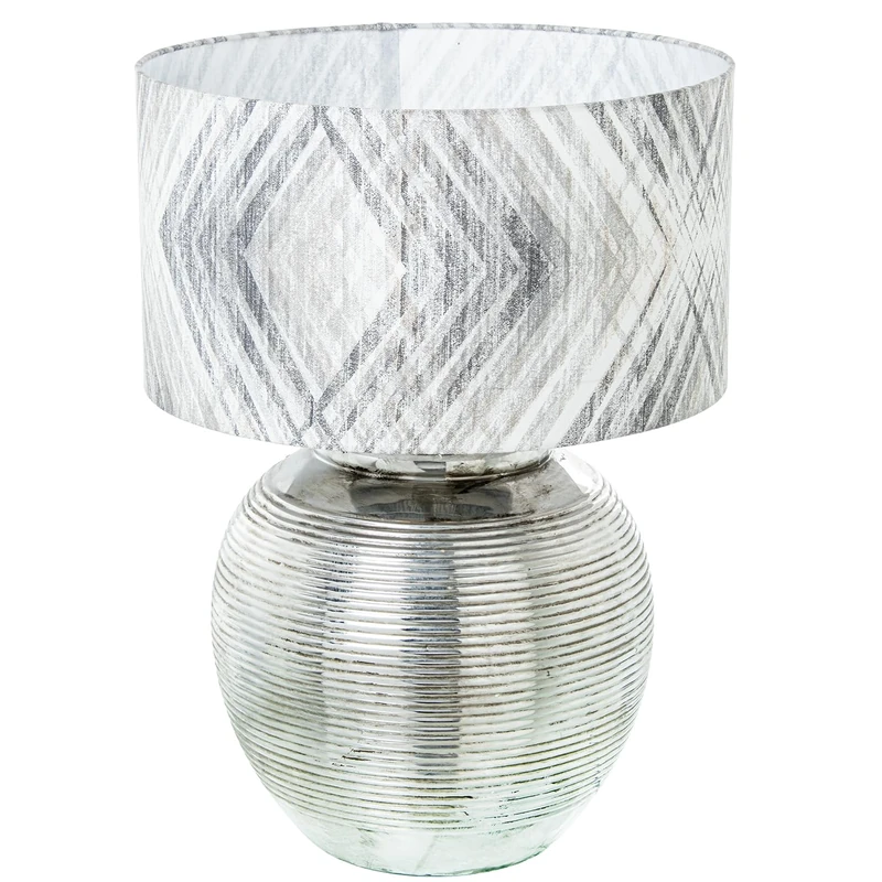 LÁMPARA SOBREMESA CERÁMICA PLATEADA+61566, 1XE27, MAX 40W °45X63CM, Base: 35X45CM