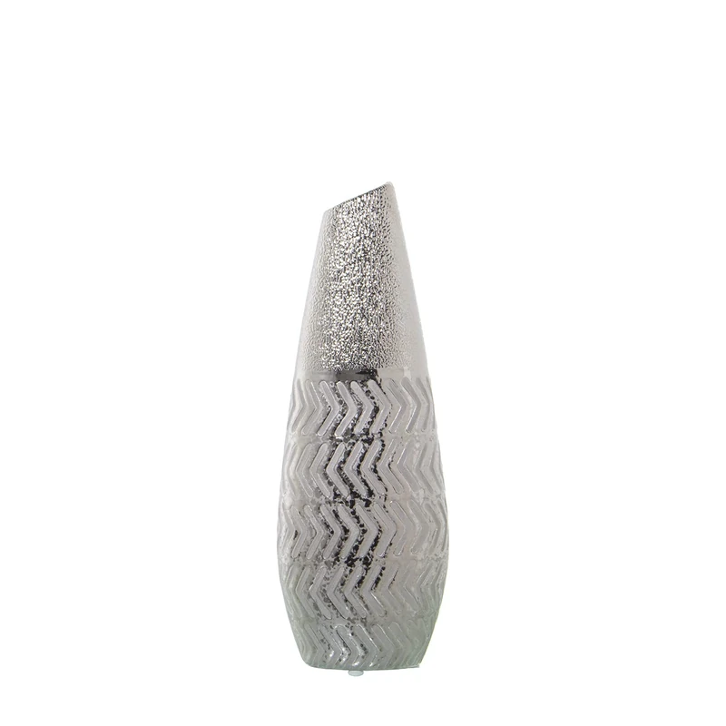 JARRÓN CERÁMICA PLATEADA_12X7X35CM