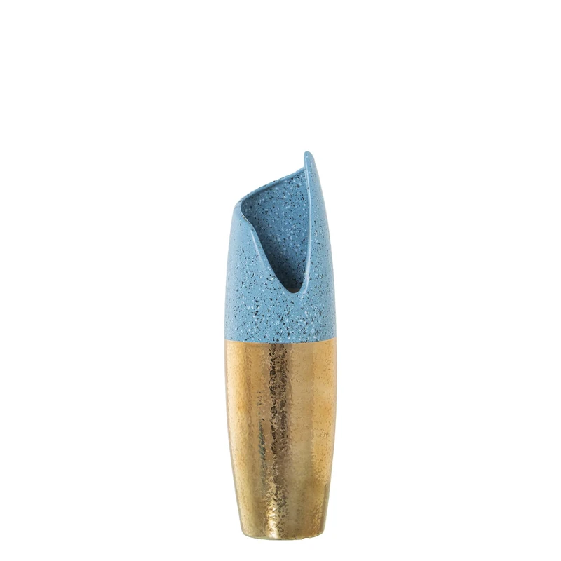 AlexandreHouse JARRÓN CERÁMICA DORADO/AZUL °12X41CM