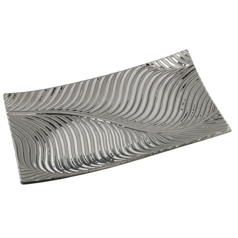 AlexandreHouse Centro Rect.Cerámica Plateado 35 x 20 x 6 cm - Image 1