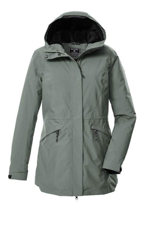Killtec KOW 19 WMN PRK 43307-000 Women's Outdoor Parka/Functional Parka with Hood Green Grey 36