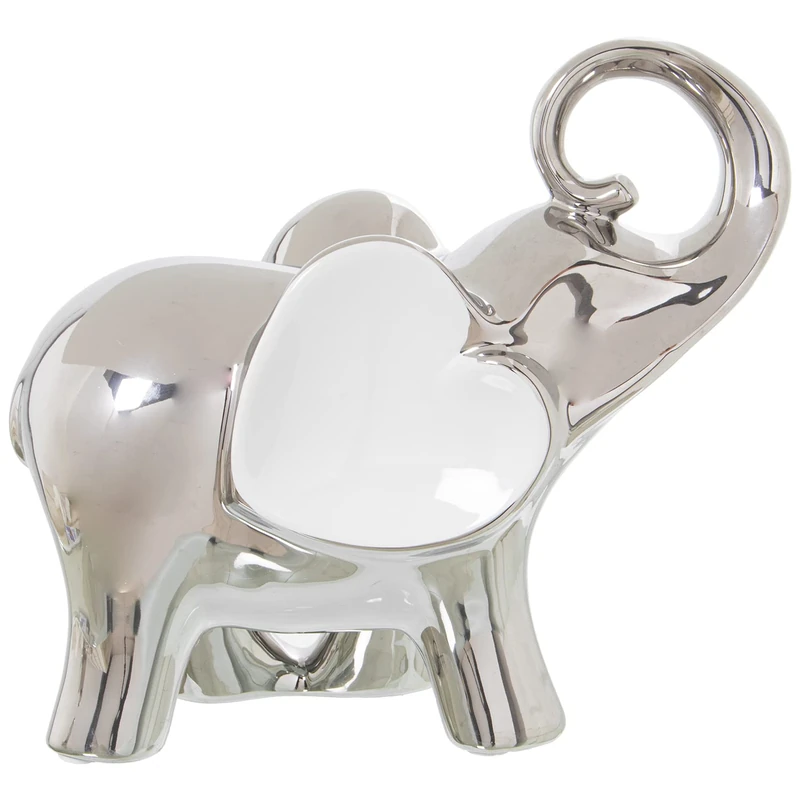 Ceramic Plateado Elephant Figure, 27 x 12 x 25 cm