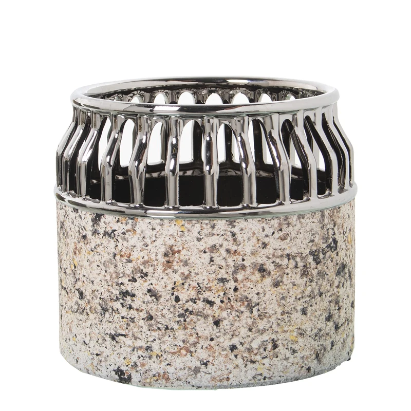 JARRÓN CERÁMICA PLATA/EFECTO GRANITO_°18X16CM - Image 1