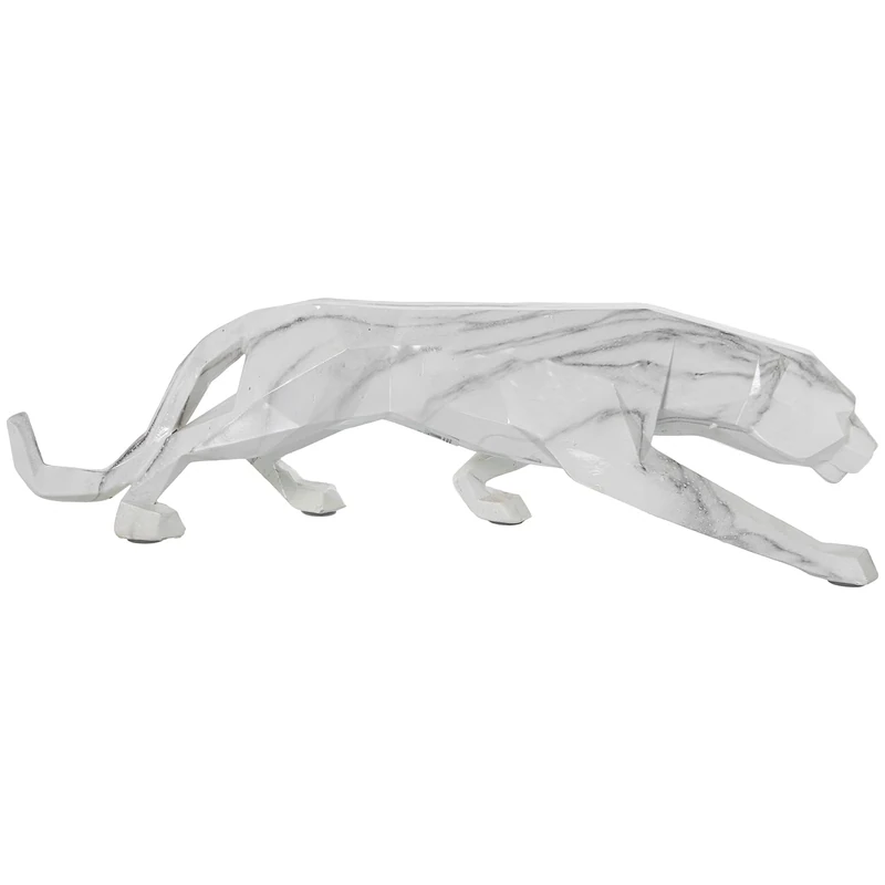 Resin Figure Panter Origamiacabado Marmol 48 x 11 x 13 cm - Image 1