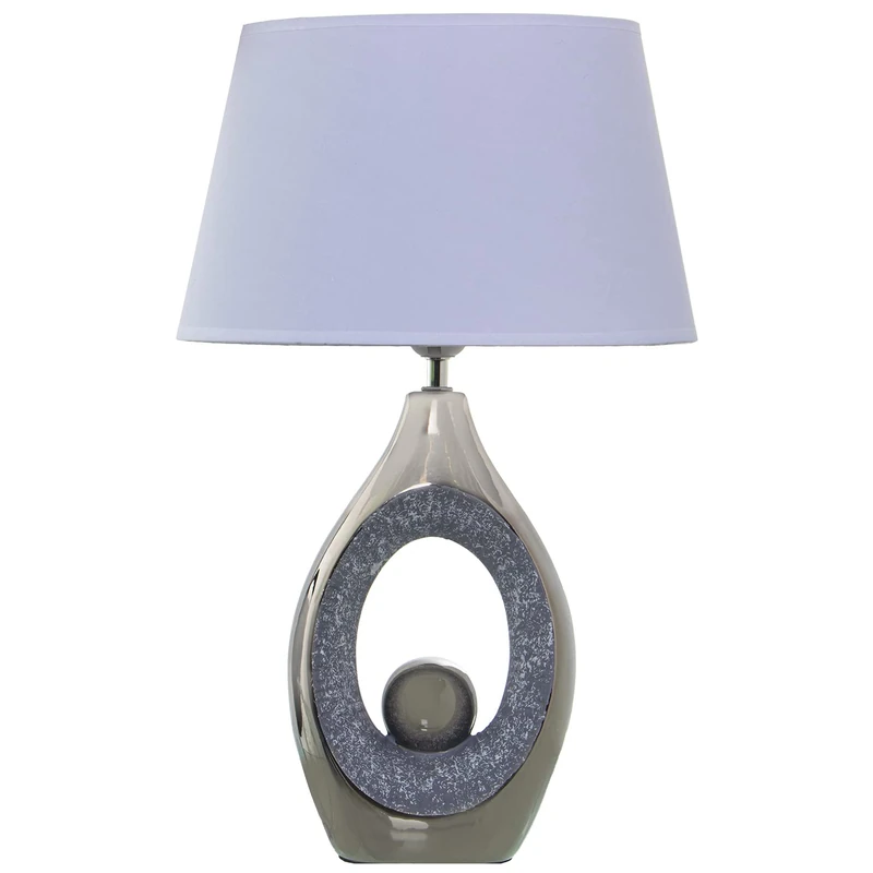 AlexandreHouse LÁMPARA SOBREMESA CERÁMICA Grey/Plata+92231,1XE27,MAX.40W N 32X20X50CM, Base:17X10X34CM
