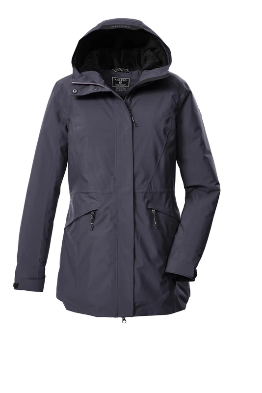 Killtec KOW 19 WMN PRK 43307-000 Women's Outdoor Parka/Functional Parka with Hood, Metal, 46