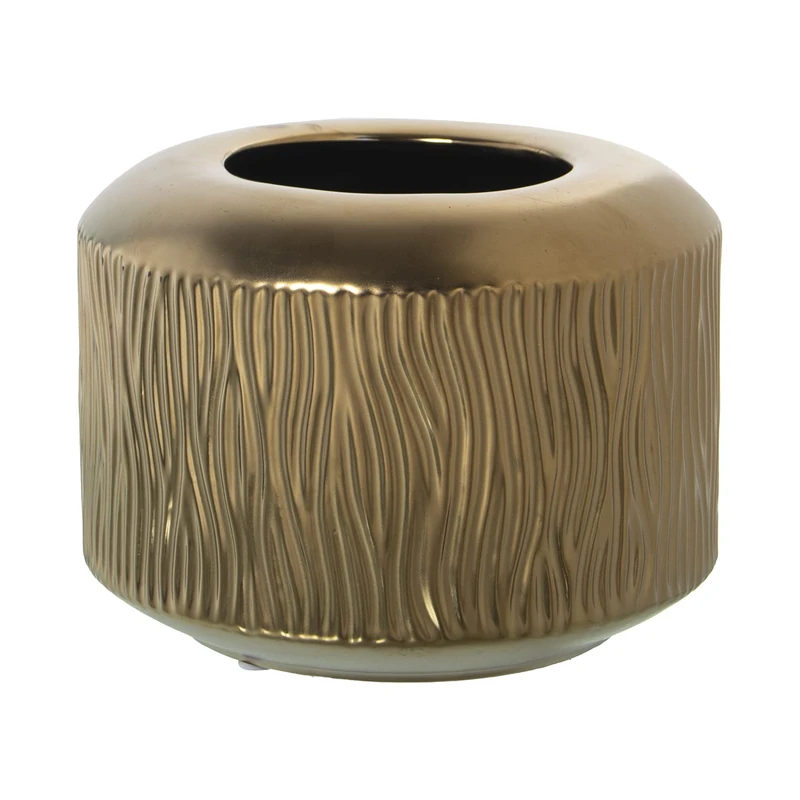 JARRÓN CERÁMICA Dorado °18X18 cm - Image 1