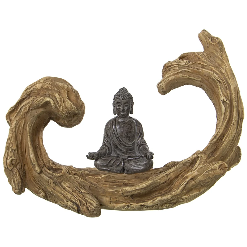 Figure Resin Buda Sobre Trunk 26 x 11 x 19 cm