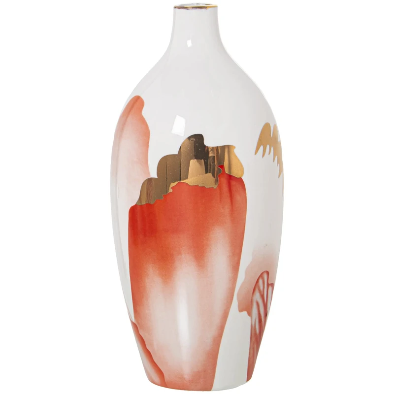 JARRÓN CERÁMICA BLANCO/SALMÓN/GOLD °12X27 cm - Image 1