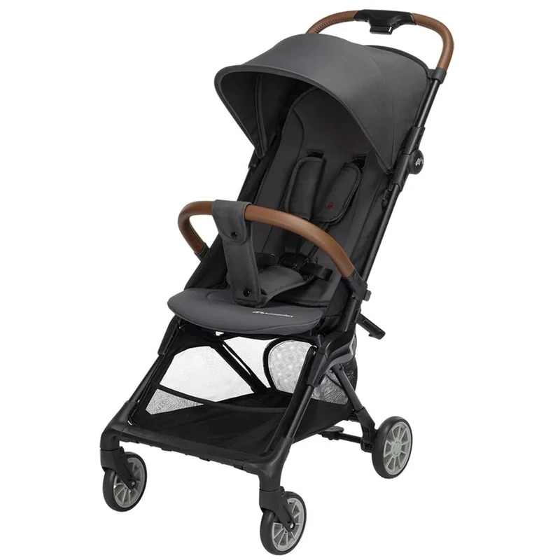 Bebeconfort Zephir Compact Baby Pram, 0-4 Years (max. 22 kg), Lightweight Travel Pram (4.5 kg), Suitable for Aircraft Cabin, Flat Reclining and Tilting Storage Basket, Mineral Graphite