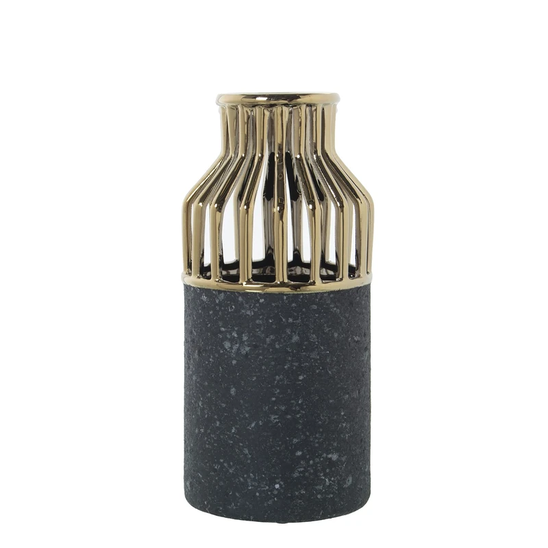 JARRÓN CERÁMICA GOLD/GRIS Dark 13 x 28 cm