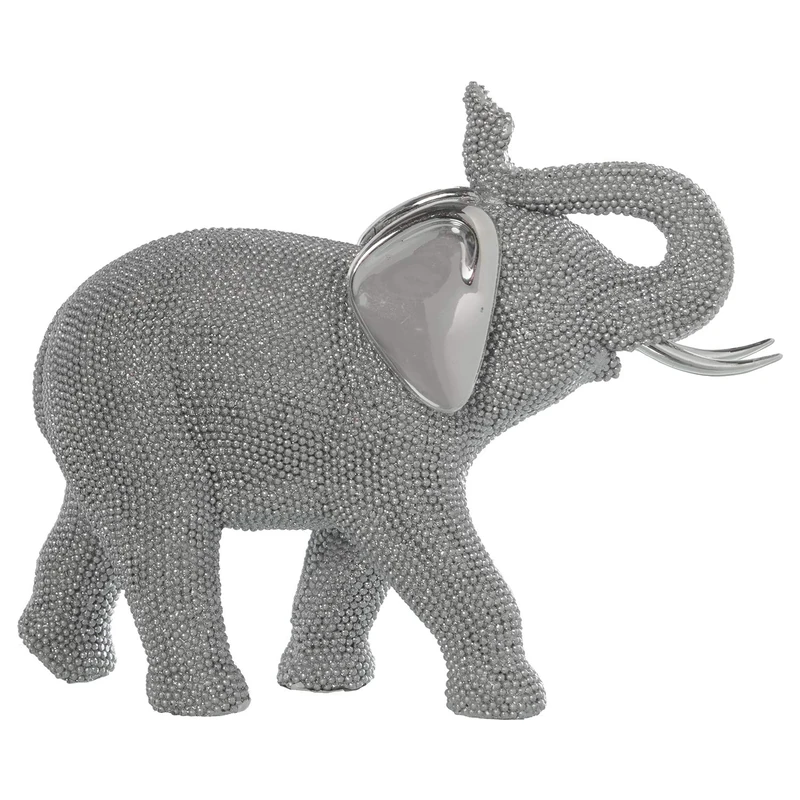 Elephant Figure Resin Plateada 29 x 10.5 x 23 cm