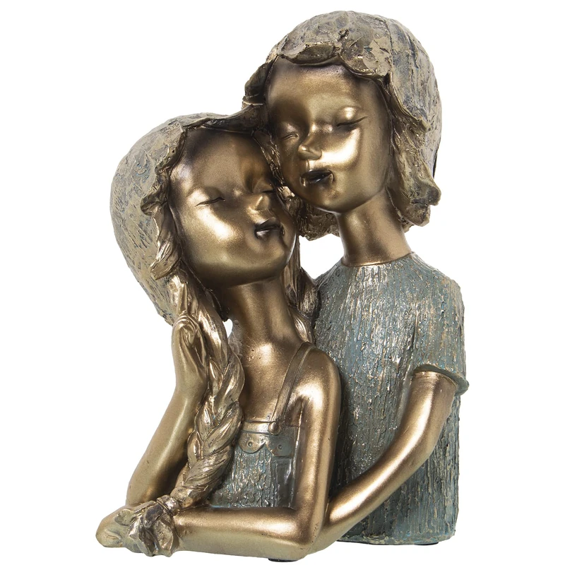 AlexandreHouse PAREJA NINOS Dorados Resin Figure, 19 x 15 x 28 cm