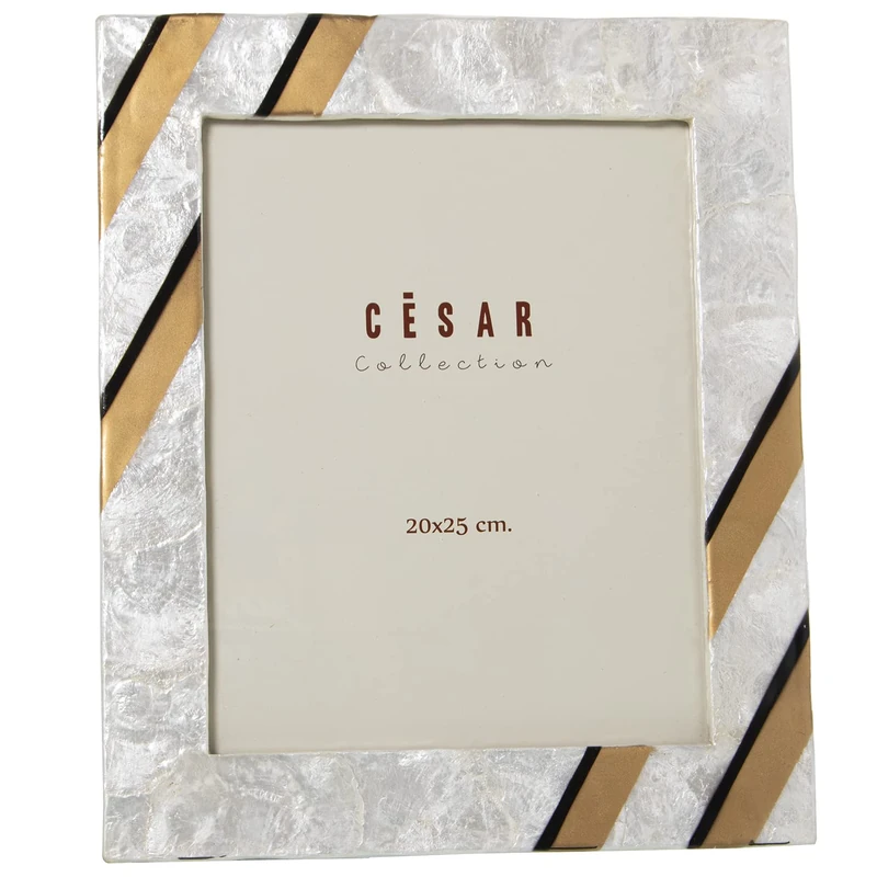 Photo frame Nacár 20 x 25 cm Natural Franjas Black/Dorado Pintad_EXT:27X32X1CM - Image 1