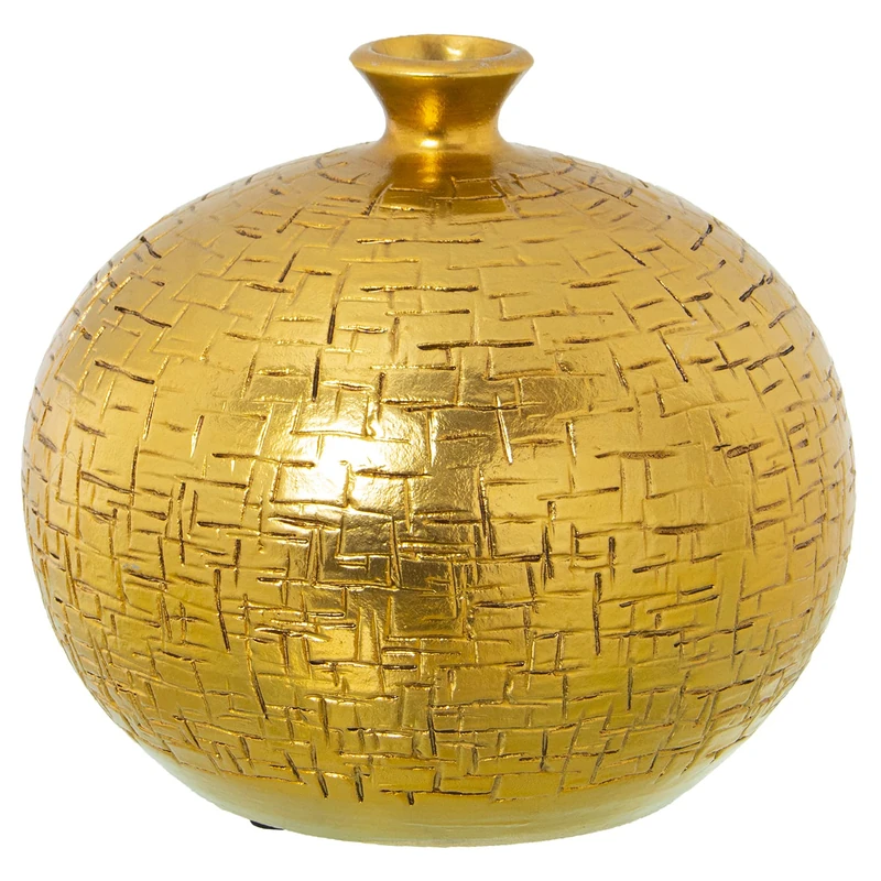 JARRÓN CERÁMICA ø26 cm Dorado °26X24 cm - Image 1