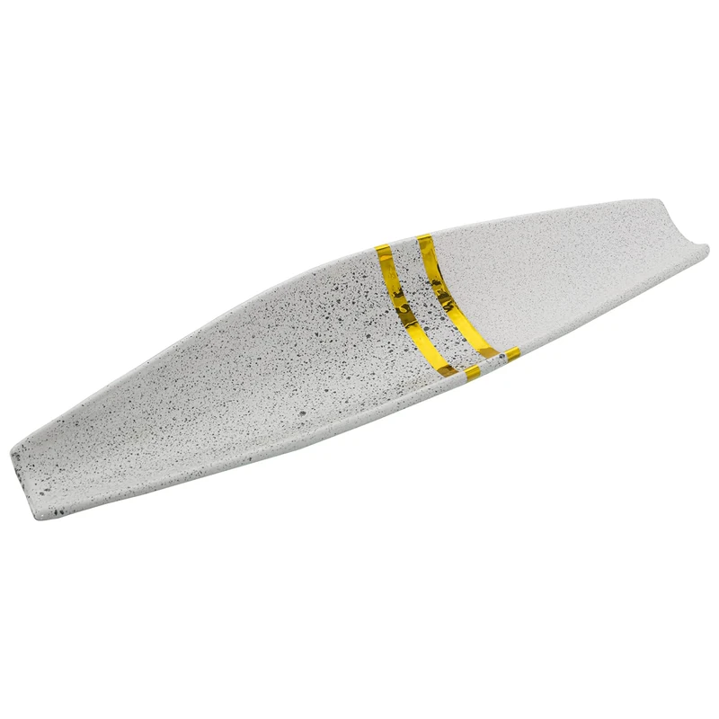 Centro Cerámica Plateado/Blanco C/Franjas Gold 50 x 14 x 5 cm - Image 1