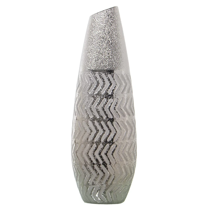 JARRÓN CERÁMICA PLATEADA_17X11X49CM - Image 1