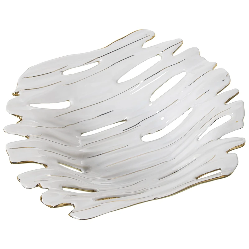AlexandreHouse Ceramic Center Blanco Dorado 30 x 25 x 8 cm - Image 1