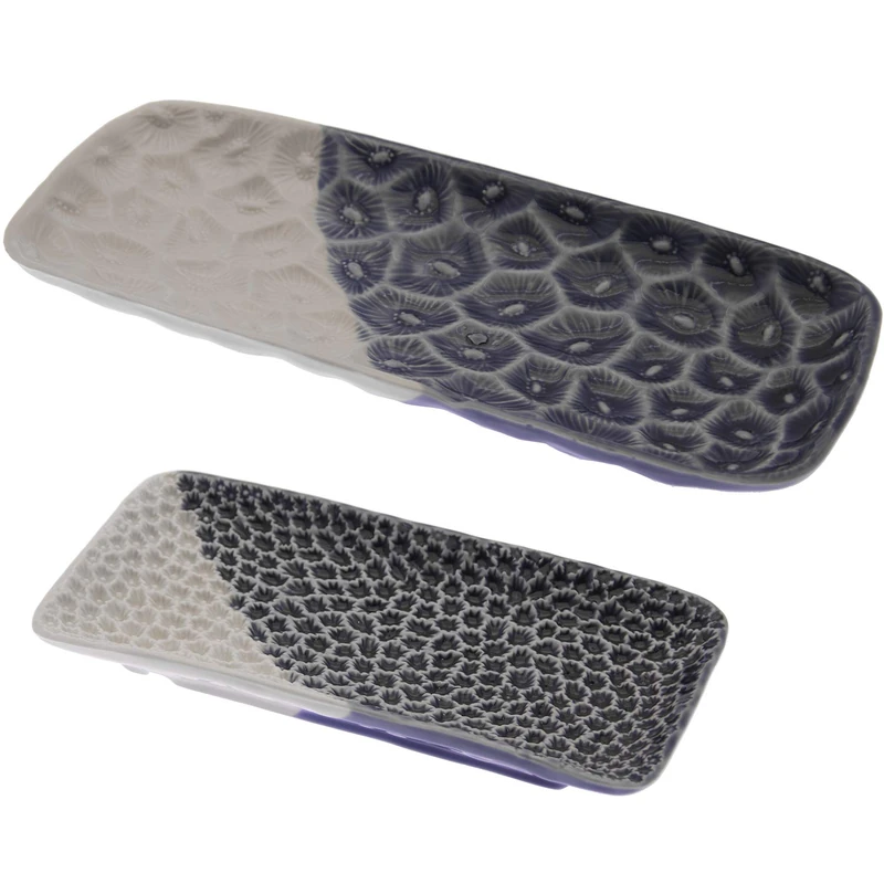 Set of 2 Rectangular Centres Cerámica Blue/Azul 27.5 x 11.5 x 3 cm + 20 x 10 x 2.5 cm