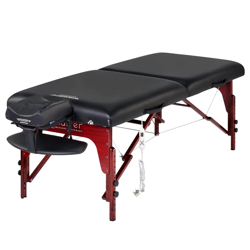 Master Massage Montclair 7.6cm Memory Foam, 300kg Working Capacity, 71cm Wide TT Warm Heating Top Portable Massage Table W/Carry Bag, Black