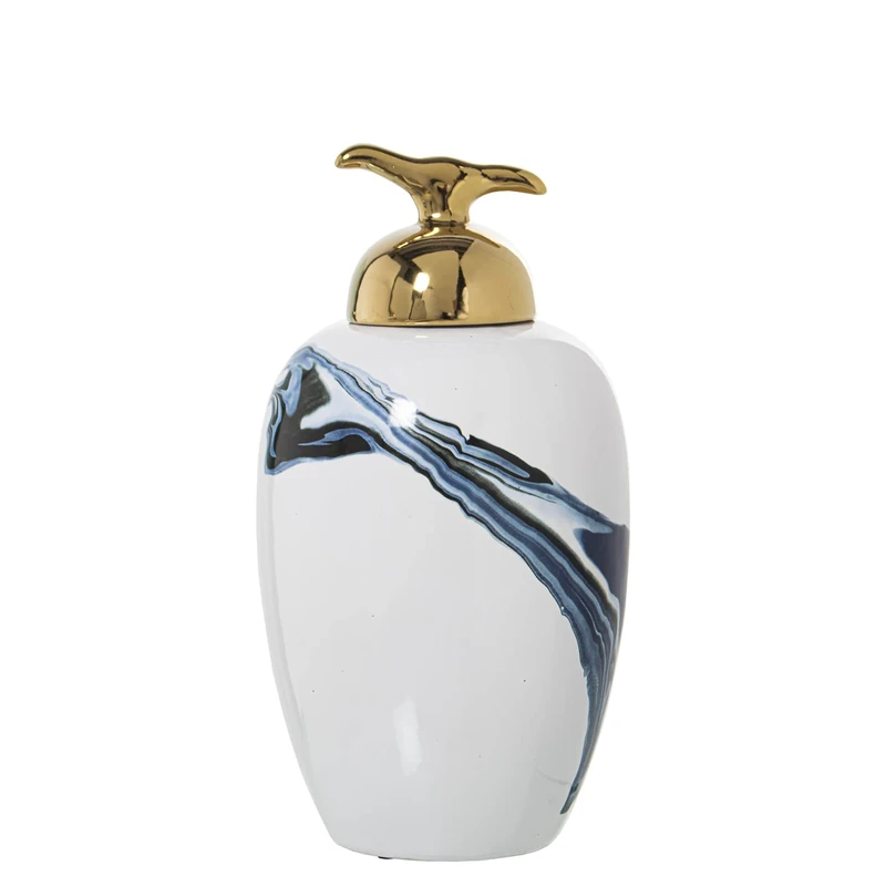 Tibor Cerámica Blue/Azul C/TAPA Gold 19X36 cm