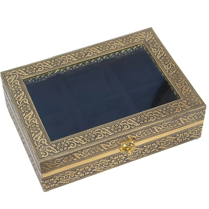 AlexandreHouse CAJA RELOJES METAL DORADO C/TERCIOPELO 28X20X8CM, TAPA CRYSTAL - Image 1