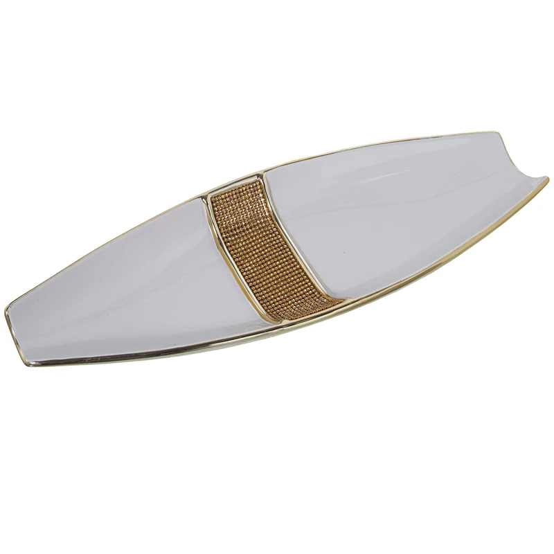 Ceramic Center Blanco/Gold with Gold Sparkles 45 x 16 x 6 cm - Image 1