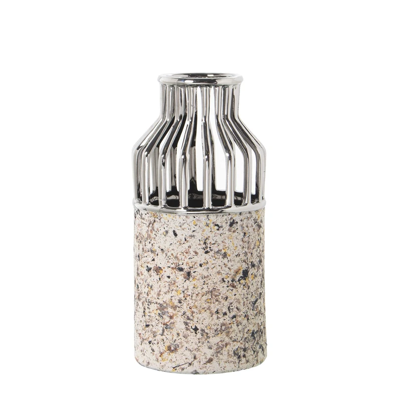 JARRÓN CERÁMICA Plata/EFECTO Granite_13X13X28CM - Image 1