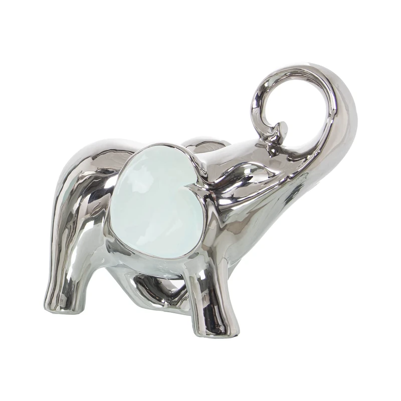 Ceramic Elephant Figure Light Blue/Plate 20 x 9 x 18 cm - Image 1