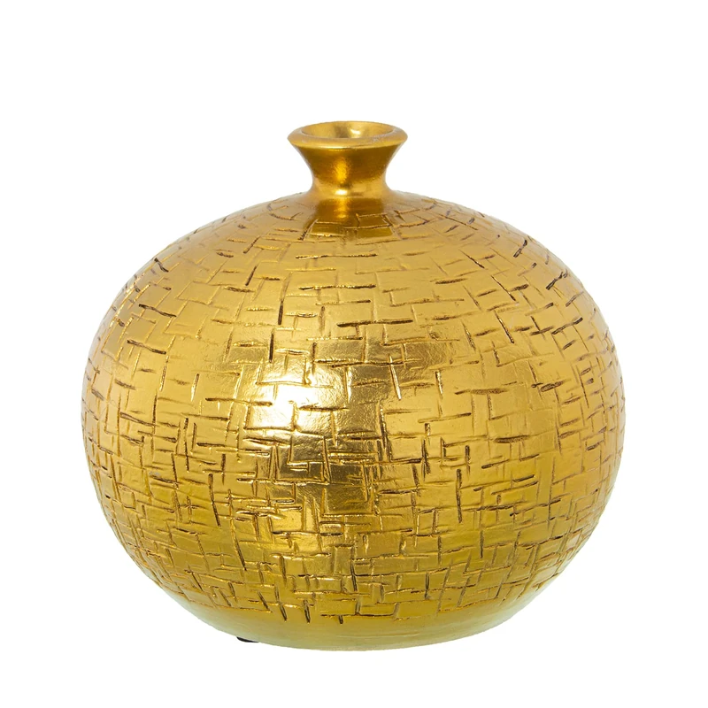 JARRÓN CERÁMICA ø20 cm Dorado °20X19 cm - Image 1