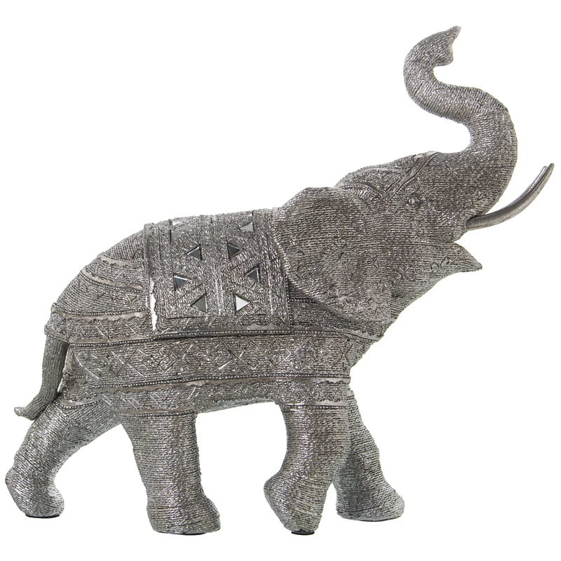 AlexandreHouse Resin figure elephant plateado granulade C/Espajitos 38 x 15 x 35 cm