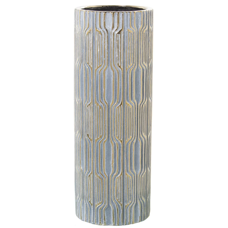 JARRÓN CERÁMICA GRIS/GOLD 15X38CM - Image 1