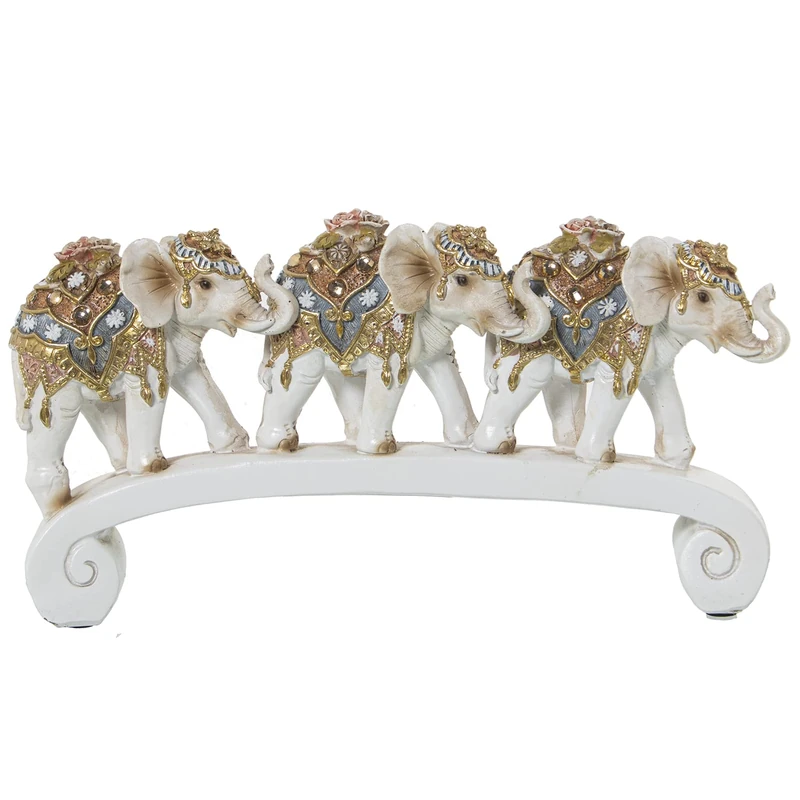 Resin Figure 3 Elephants Blue/Dorado C/Base 26 x 5 x 16 cm - Image 1
