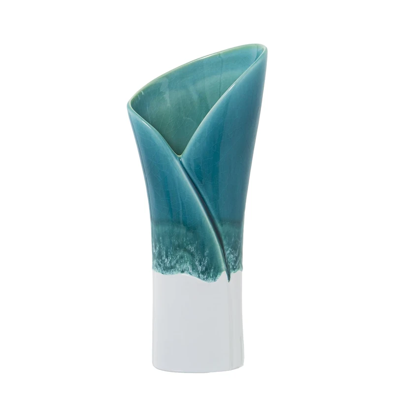 JARRÓN CERÁMICA 36 CM AZUL/BLANCO REACTIVE_15X10X36CM BASE: 10X5.5CM - Image 1