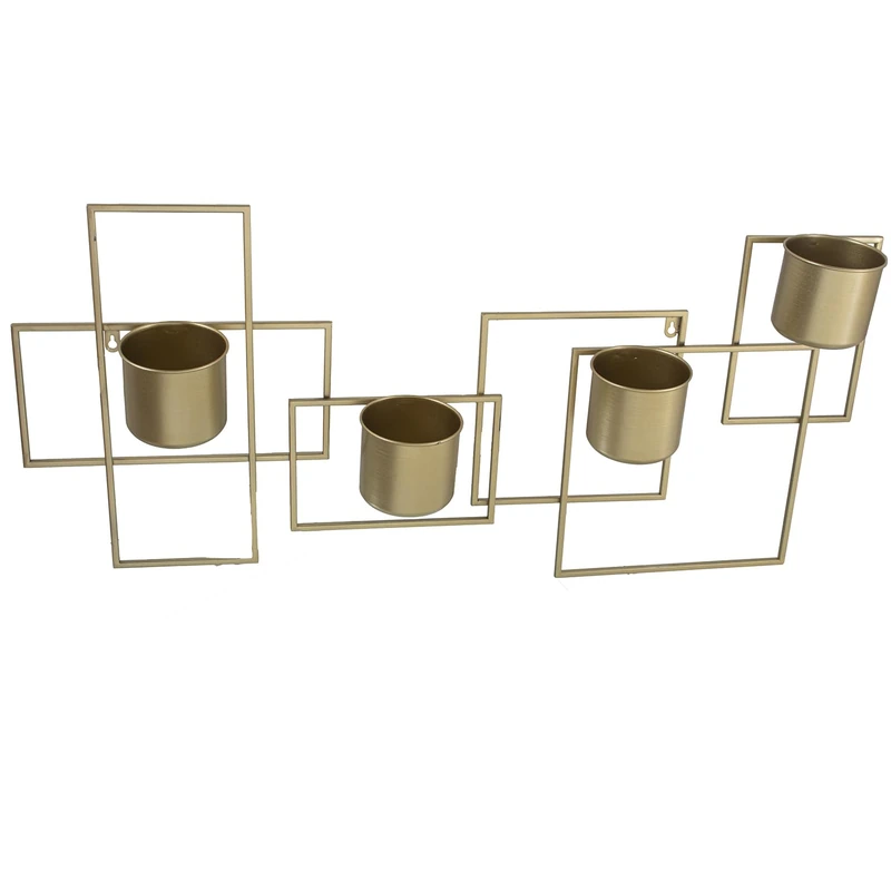 MACETERO DE COLGAR Metal Dorado, para 4 MACETAS_100X13X48CM - Image 1