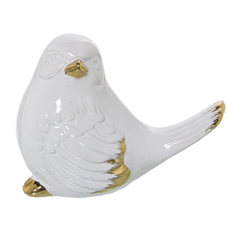 AlexandreHouse Ceramic figure Pajaro Blanco / Gold 13.5 x 9 x 10.5 cm