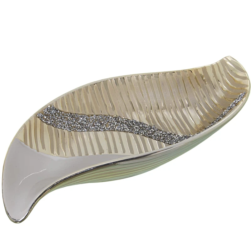 Ceramic Center 36 x 18 cm Black/Champagne C/BRILLOS 38 x 18 x 7 cm