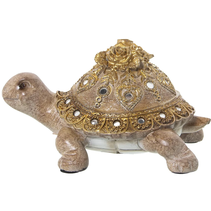 AlexandreHouse Figure Resin Turtle Marrón/Dorada 20 x 14 x 12 cm - Image 1