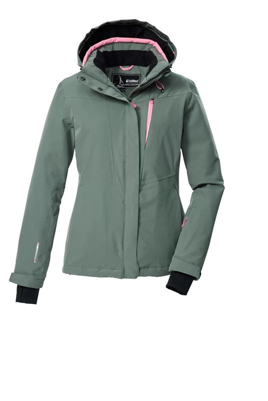 Killtec KSW 25 WMN Ski Jacket/Functional Jacket with Zip-Off Hood and Snow Guard 42 43411-000 Green Grey