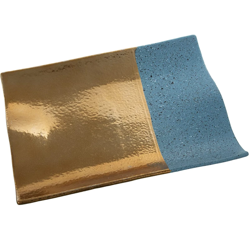 AlexandreHouse Rectangular center Cerámica Dorado/Azul 33X24X4 cm