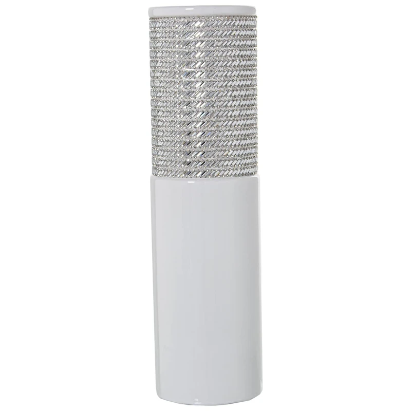 JARRÓN CERÁMICA Blanco/Plateado °11X40CM - Image 1